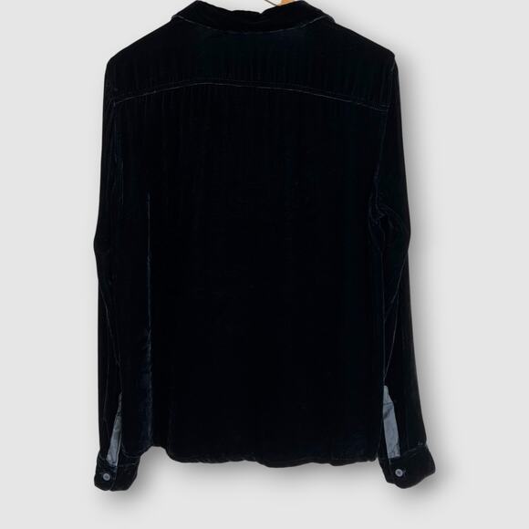 CP Shades Blue Velvet Button-Down Silk Blend Shirt Women's Size M - Picture 2 of 5